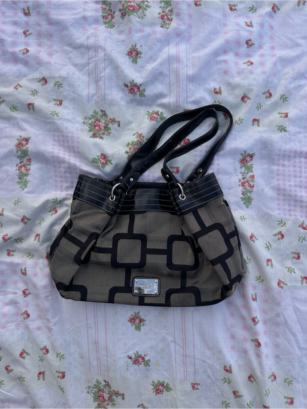 Y2K Vintage Bags | Vintage Nine West Shoulder Bag in Taupe and Black